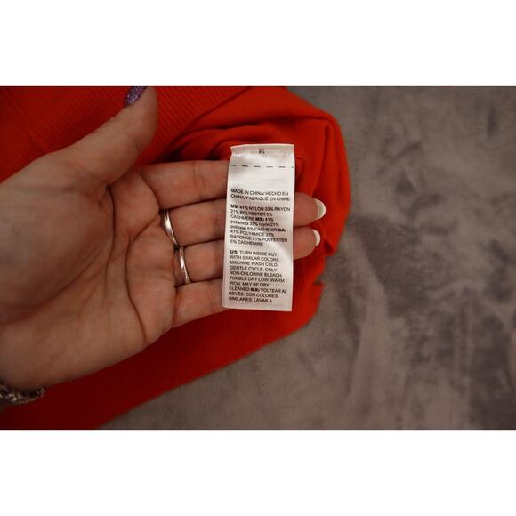 Chicos Womens Shirt 0 Orange Casual Lightweight Long Sleeve Plus Size Crewneck - Picture 7 of 16